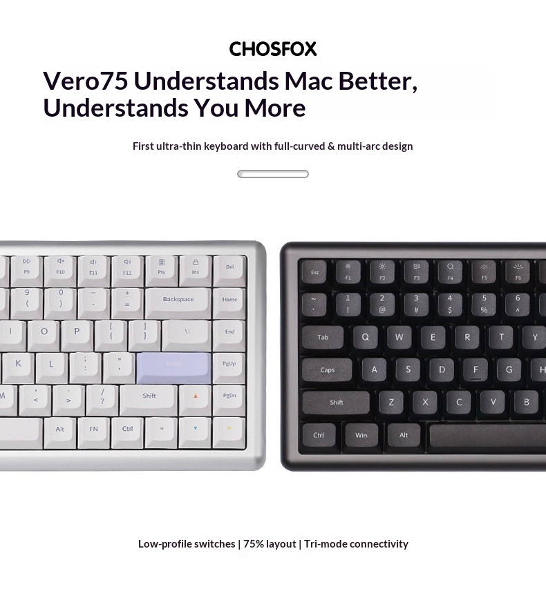 Android Tablet Gaming Accessories - Механическая клавиатура Vero75 с низким профилем,